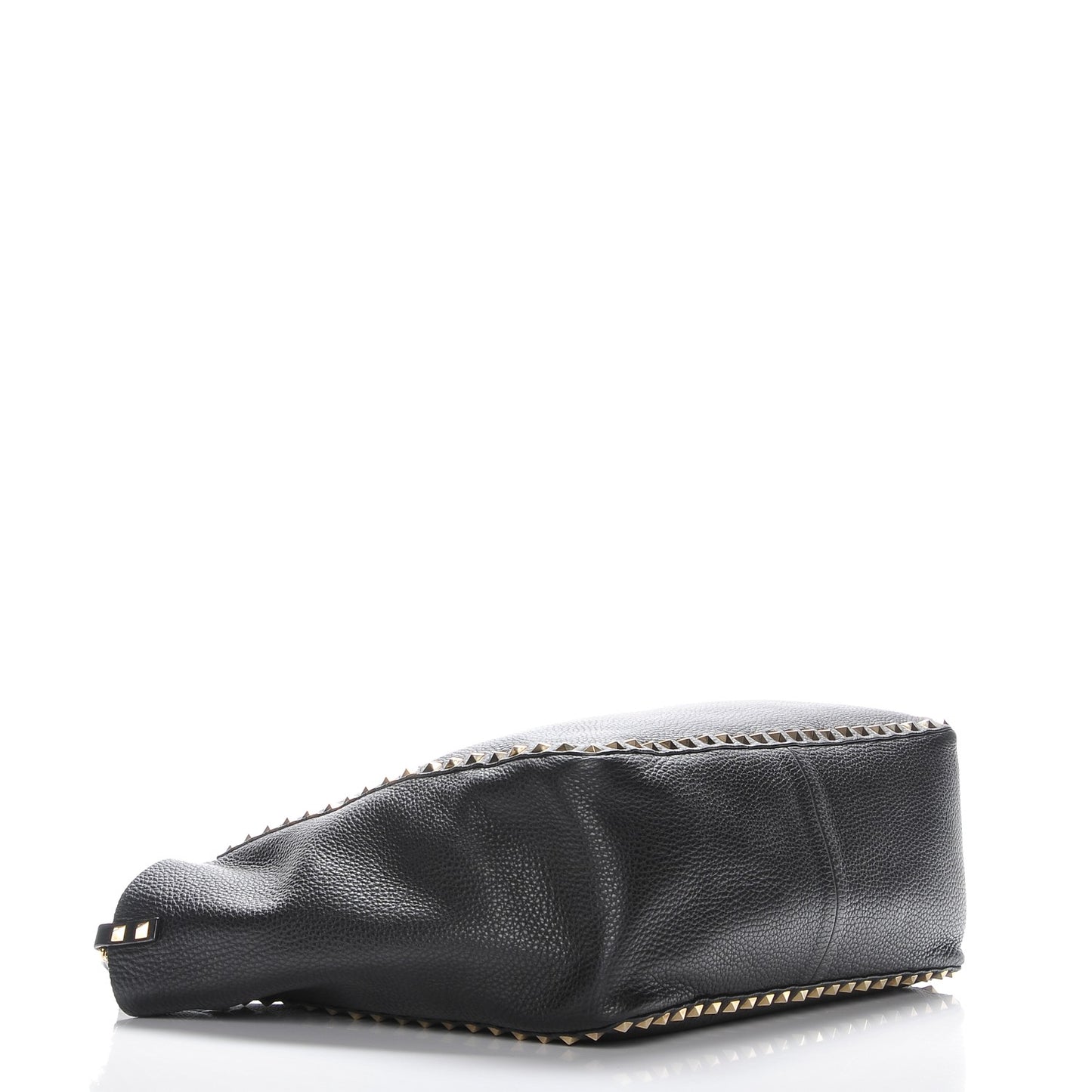 Pebbled Calfskin Medium Rockstud Reversible Tote Black Light Cuir