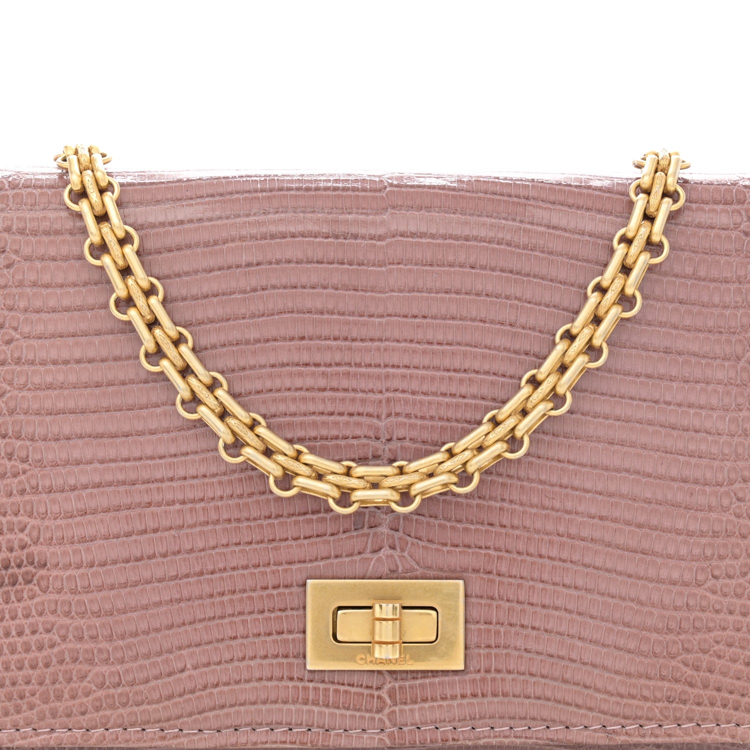 Chanel Lizard Reissue Wallet on Chain WOC Pink 8 of 11
