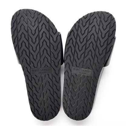 Saint Laurent Calfskin Monogram Jimmy Joan Slide Sandals 37 Black 7 of 8