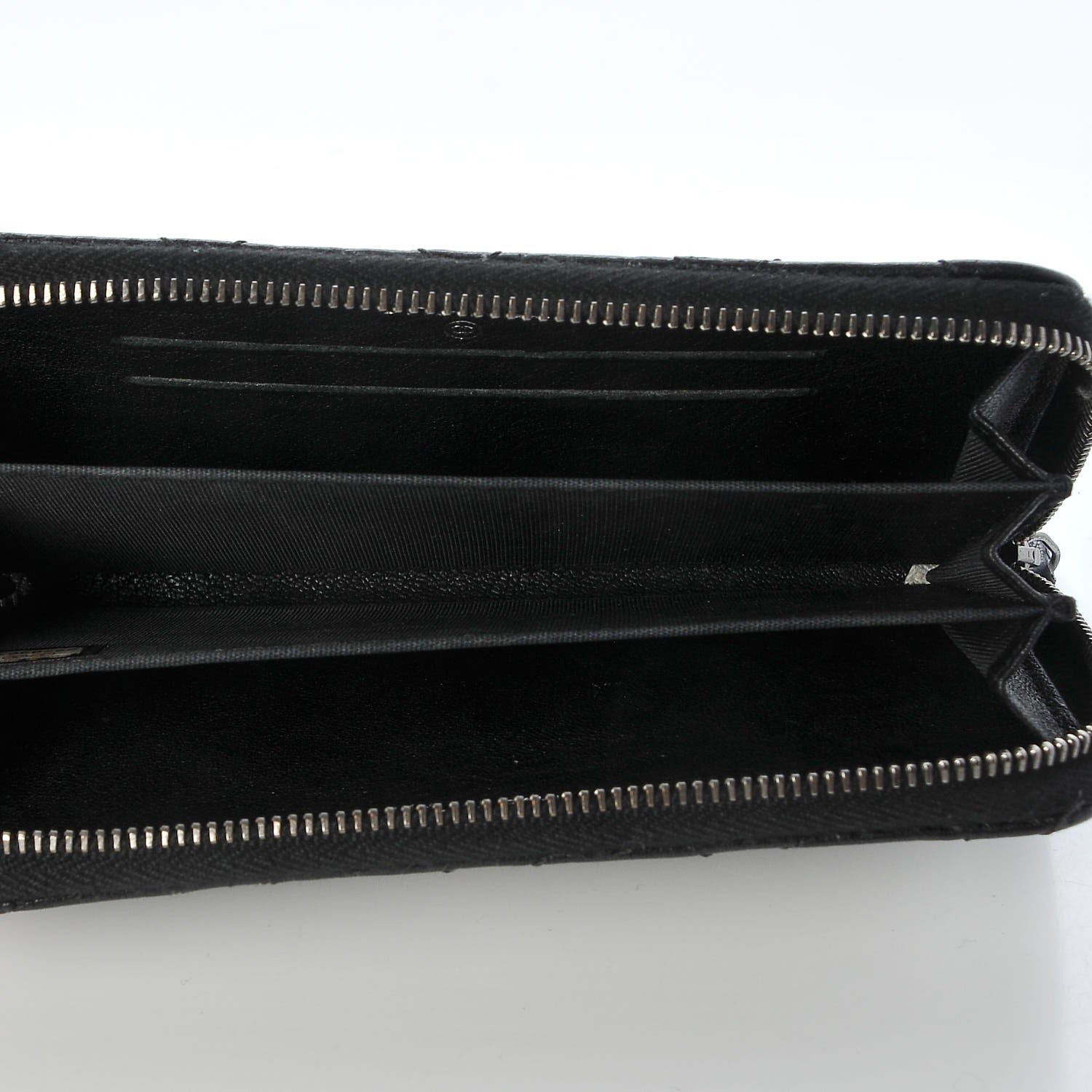 Chanel Crumpled Lambskin Studded Paris Dallas Zip Around Wallet Black 5 of 8