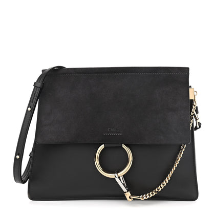 Chloe Suede Calfskin Medium Faye Shoulder Bag Carbon Grey 1 of 10