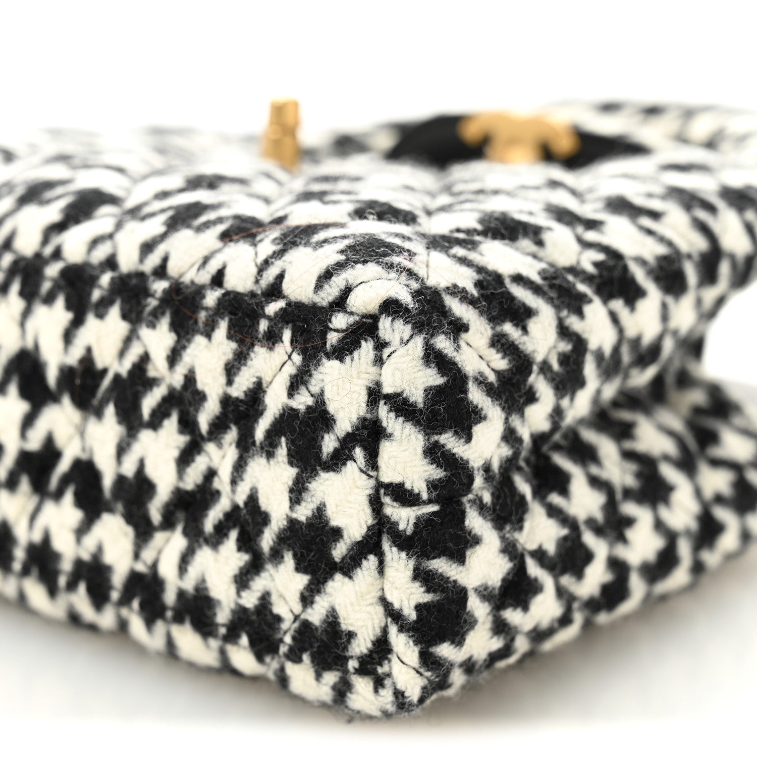 Chanel Tweed Houndstooth Quilted Nano Kelly Shopper Black White 10 of 10