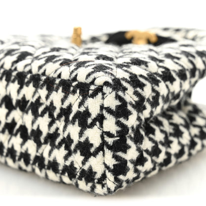Chanel Tweed Houndstooth Quilted Nano Kelly Shopper Black White 10 of 10