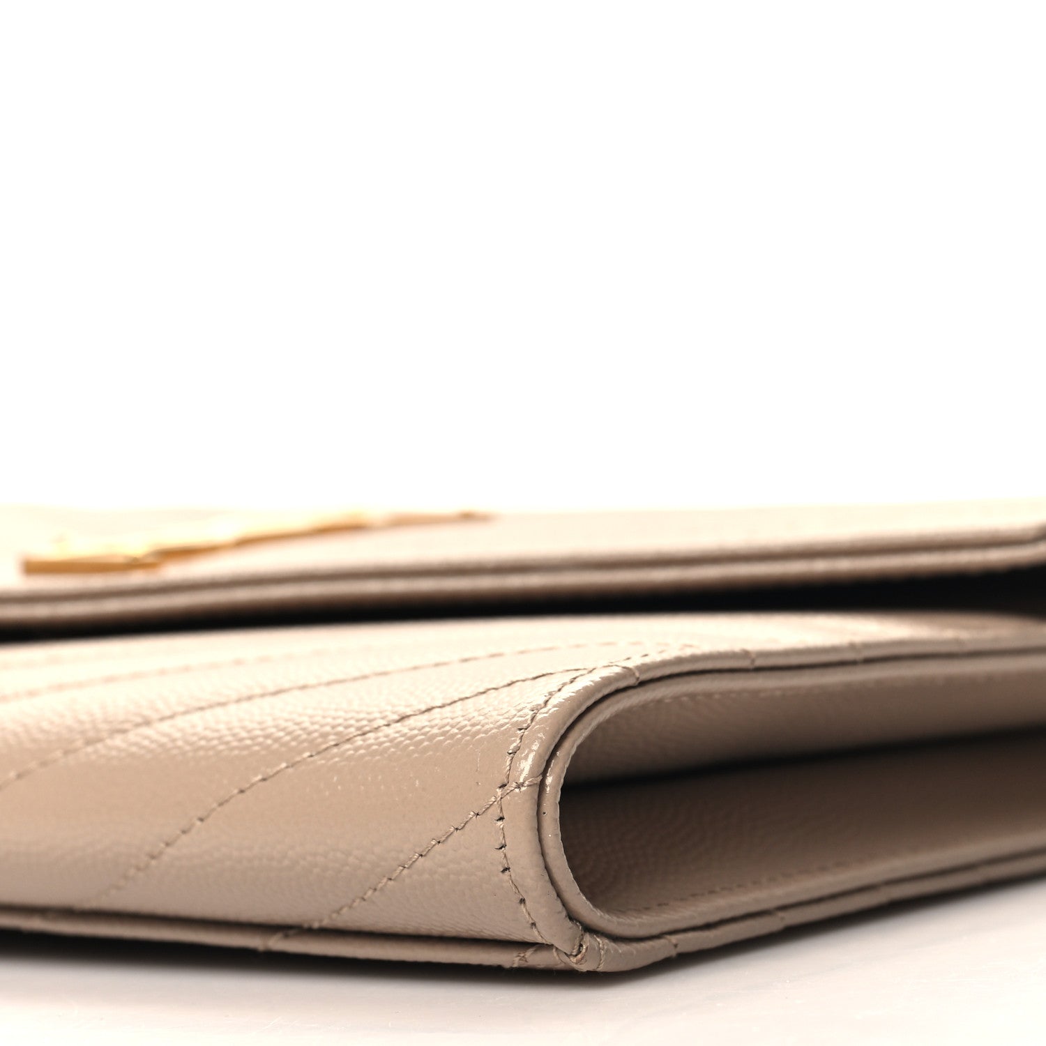 Saint Laurent Grain De Poudre Matelasse Chevron Monogram Envelope Clutch Dark Beige 10 of 11