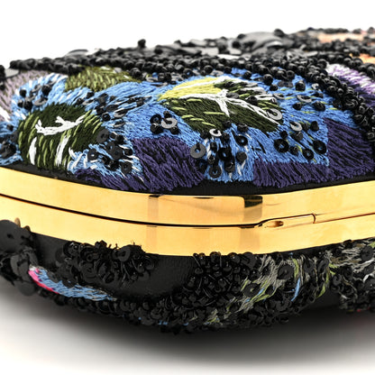Alexander McQueen Nappa Embroidered Floral Knuckle Box Clutch Black Multicolor 10 of 13