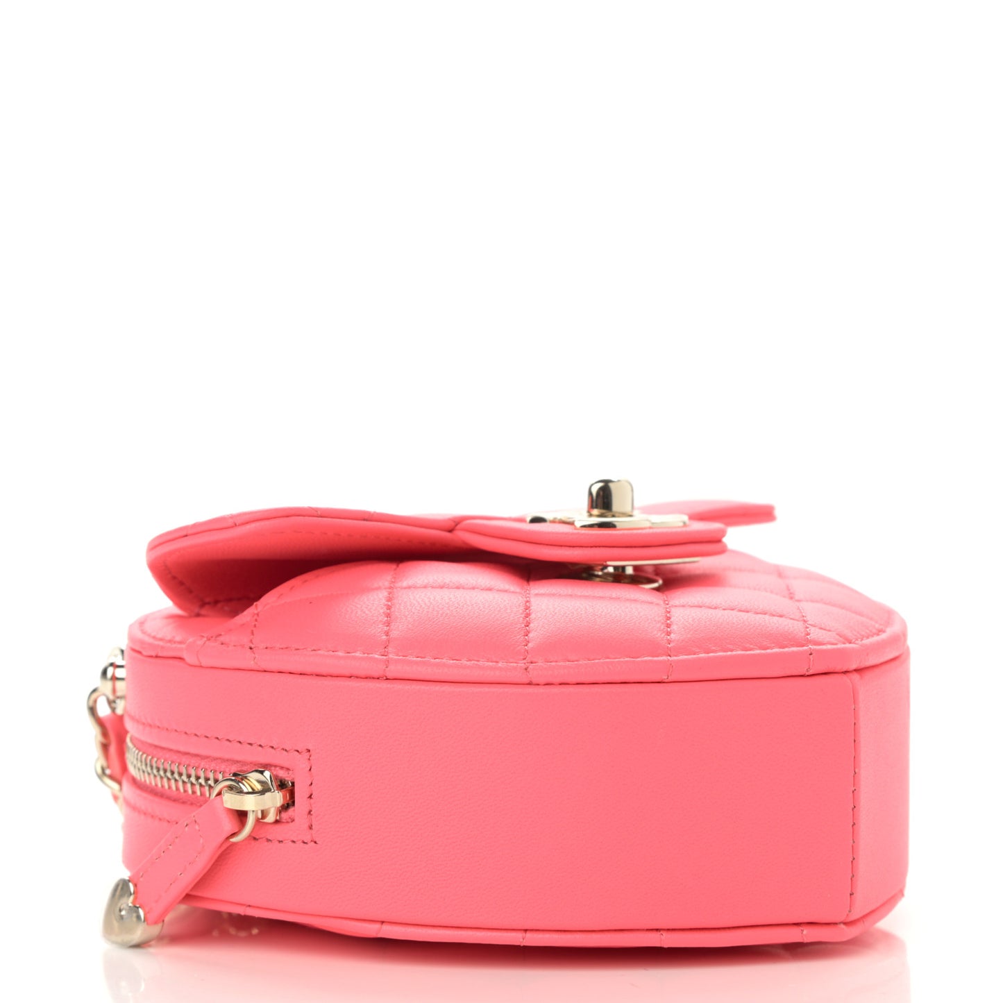 Lambskin Quilted CC In Love Heart Clutch With Chain Pink