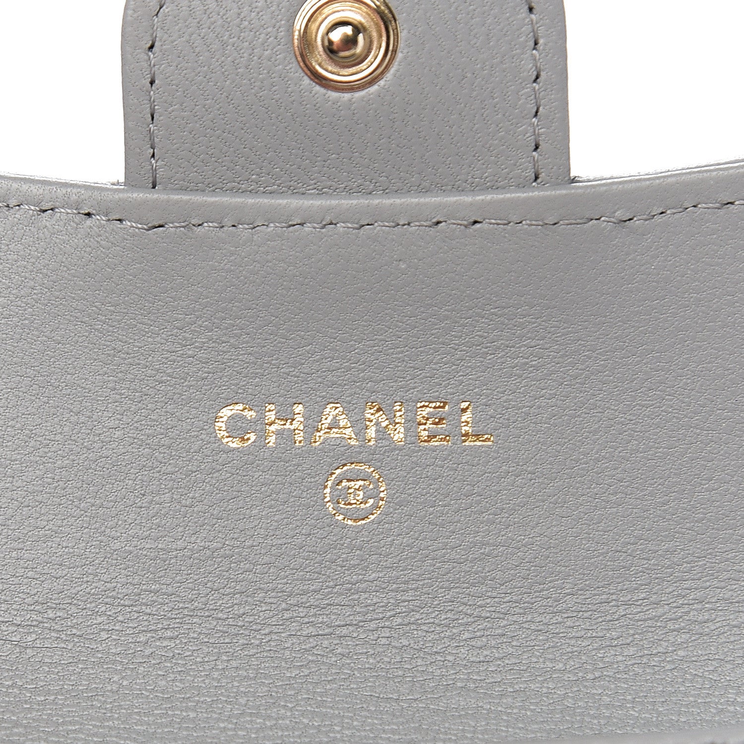 Chanel Lambskin Chevron Quilted Flap Card Holder Grey 6 of 7
