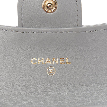 Chanel Lambskin Chevron Quilted Flap Card Holder Grey 6 of 7