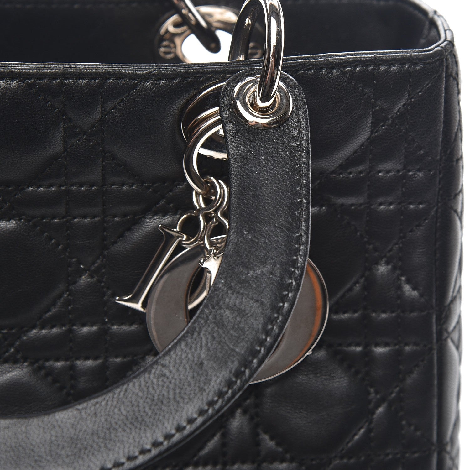 Christian Dior Lambskin Cannage Medium Lady Dior Black 13 of 13