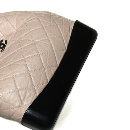 Chanel Aged Calfskin Quilted Gabrielle Backpack Beige Black 11 of 15