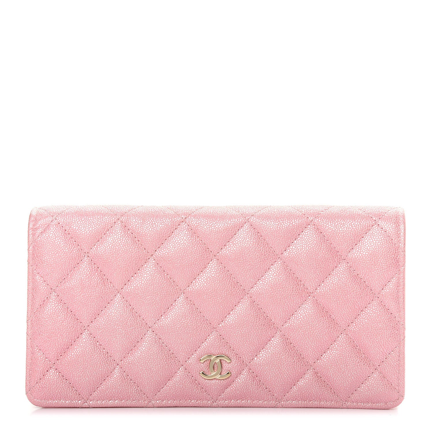 Chanel Iridescent Caviar Quilted Yen Wallet Rose Pink 1 of 9