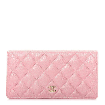 Chanel Iridescent Caviar Quilted Yen Wallet Rose Pink 1 of 9