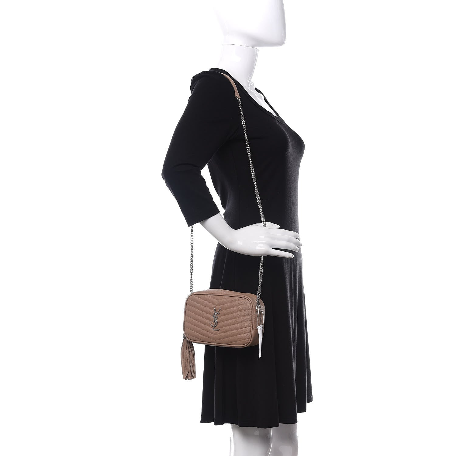 Saint Laurent Grain De Poudre Matelasse Monogram Mini Lou Camera Bag Gold Sand 2 of 10