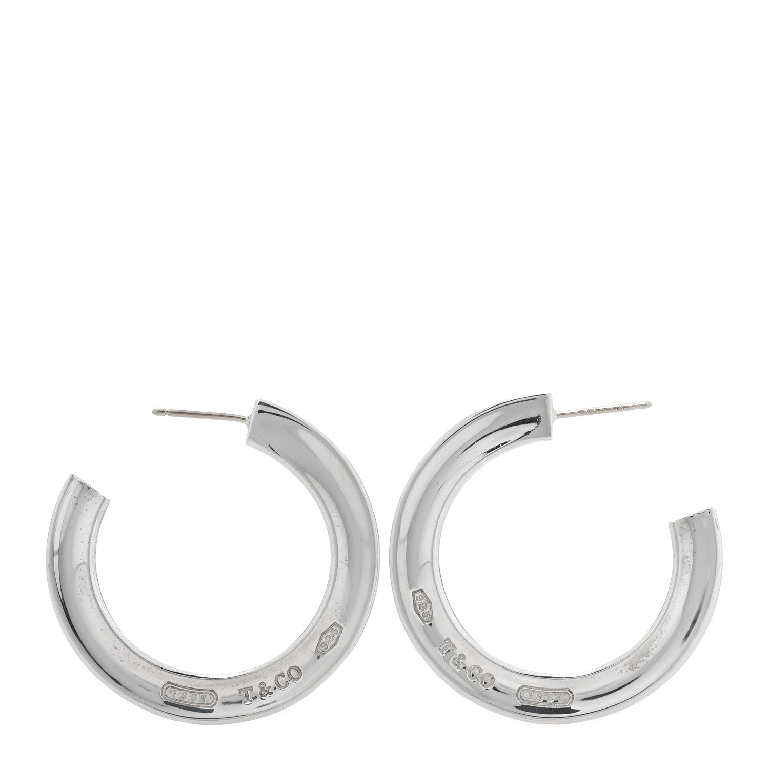 Tiffany Sterling Silver 1837 Large Flat Hoop Earrings 3 of 4