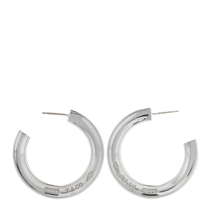 Tiffany Sterling Silver 1837 Large Flat Hoop Earrings 3 of 4