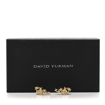 David Yurman 18K Yellow Gold Diamond Starburst Constellation Climber Earrings 5 of 5