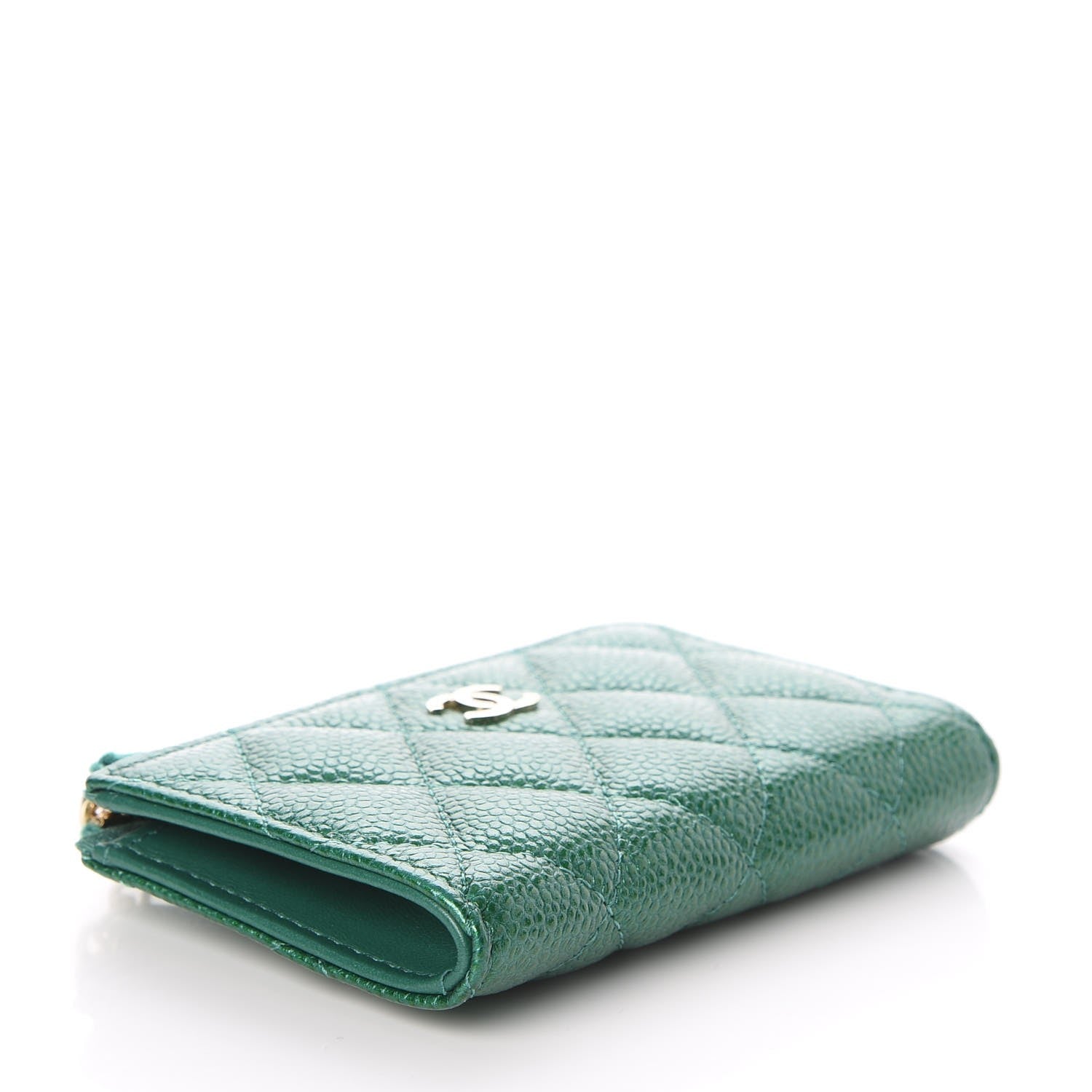 Chanel Metallic Caviar Quilted Key Holder Case Green 4 of 8
