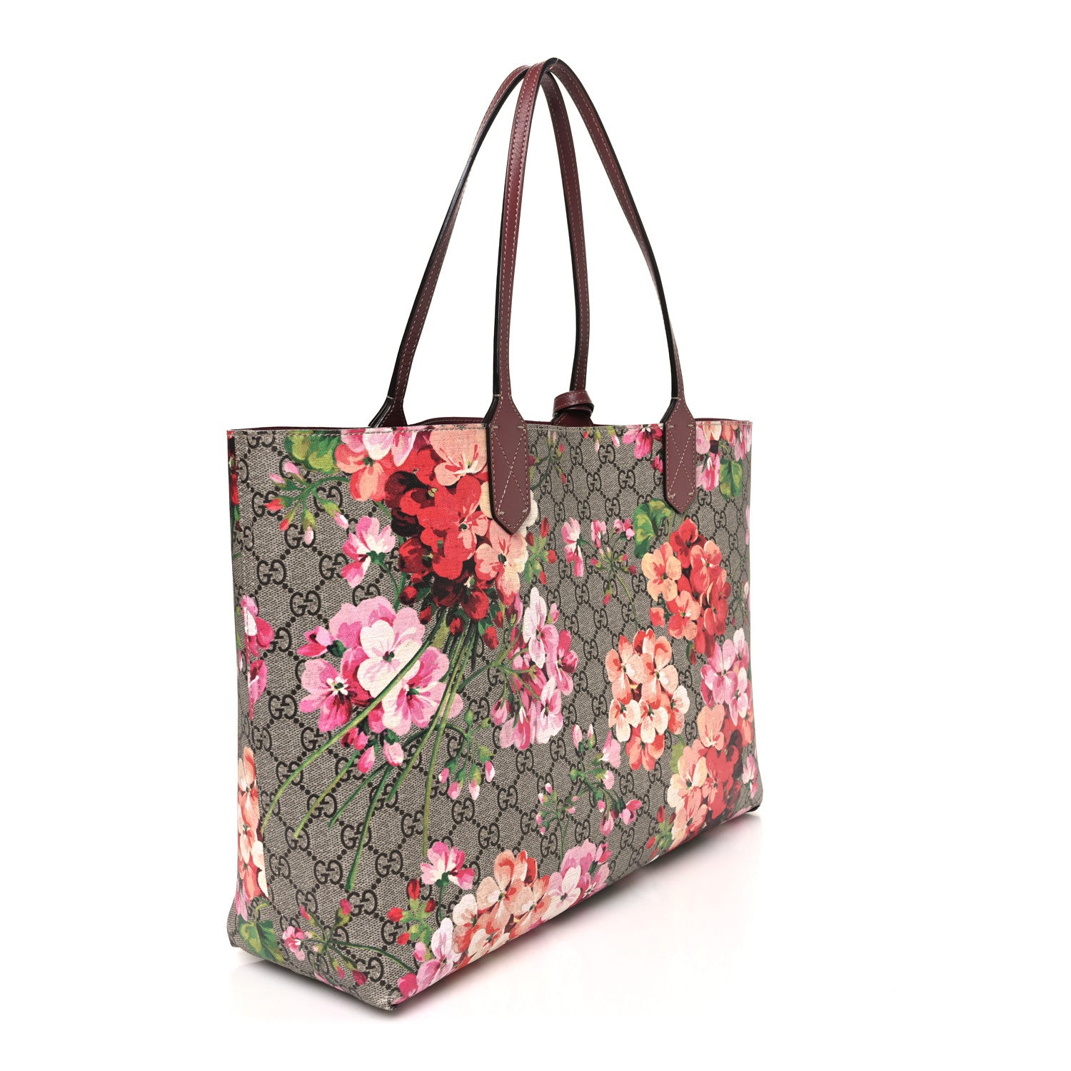 Gucci GG Supreme Monogram Blooms Large Reversible Tote Beige Multicolor Dry Rose 4 of 17