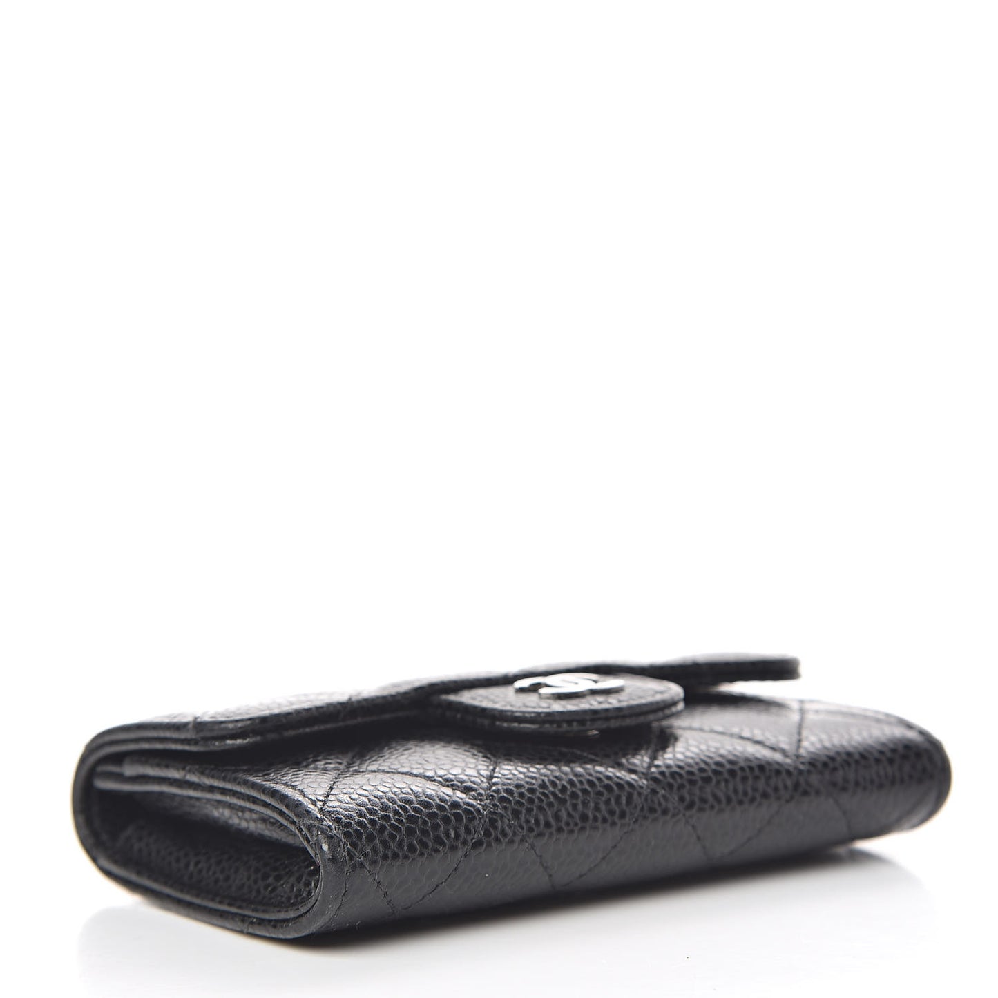 Caviar Quilted Flap Card Holder Black