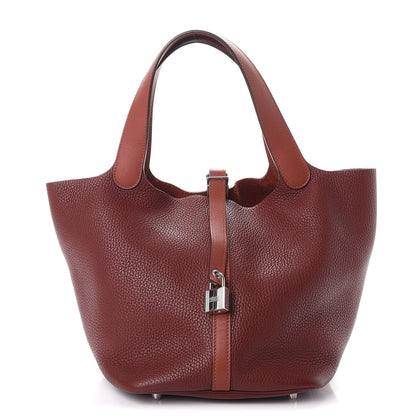 Hermes Taurillon Clemence Swift Picotin Lock 22 MM Rouge H Brique 1 of 9