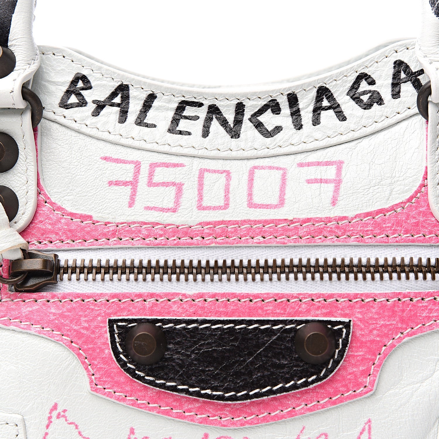 Balenciaga Agneau Graffiti All Over Classic Hardware Mini City White Multicolor 9 of 10