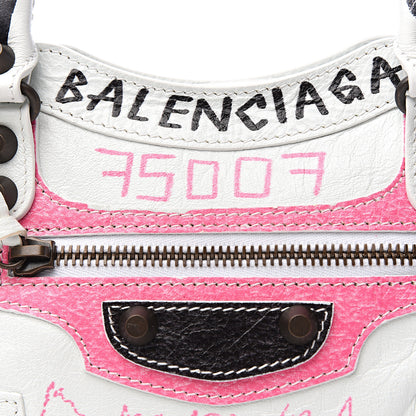 Balenciaga Agneau Graffiti All Over Classic Hardware Mini City White Multicolor 9 of 10