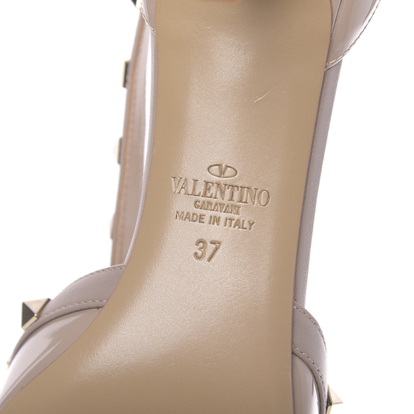 Patent Rockstud Cross Strap D'Orsay 55mm Pumps 37 Poudre