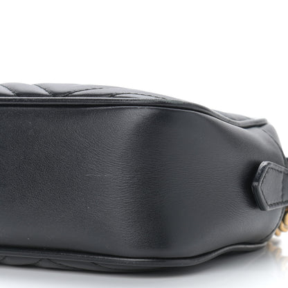 Gucci Calfskin Matelasse Small GG Marmont Chain Shoulder Bag Black 9 of 11