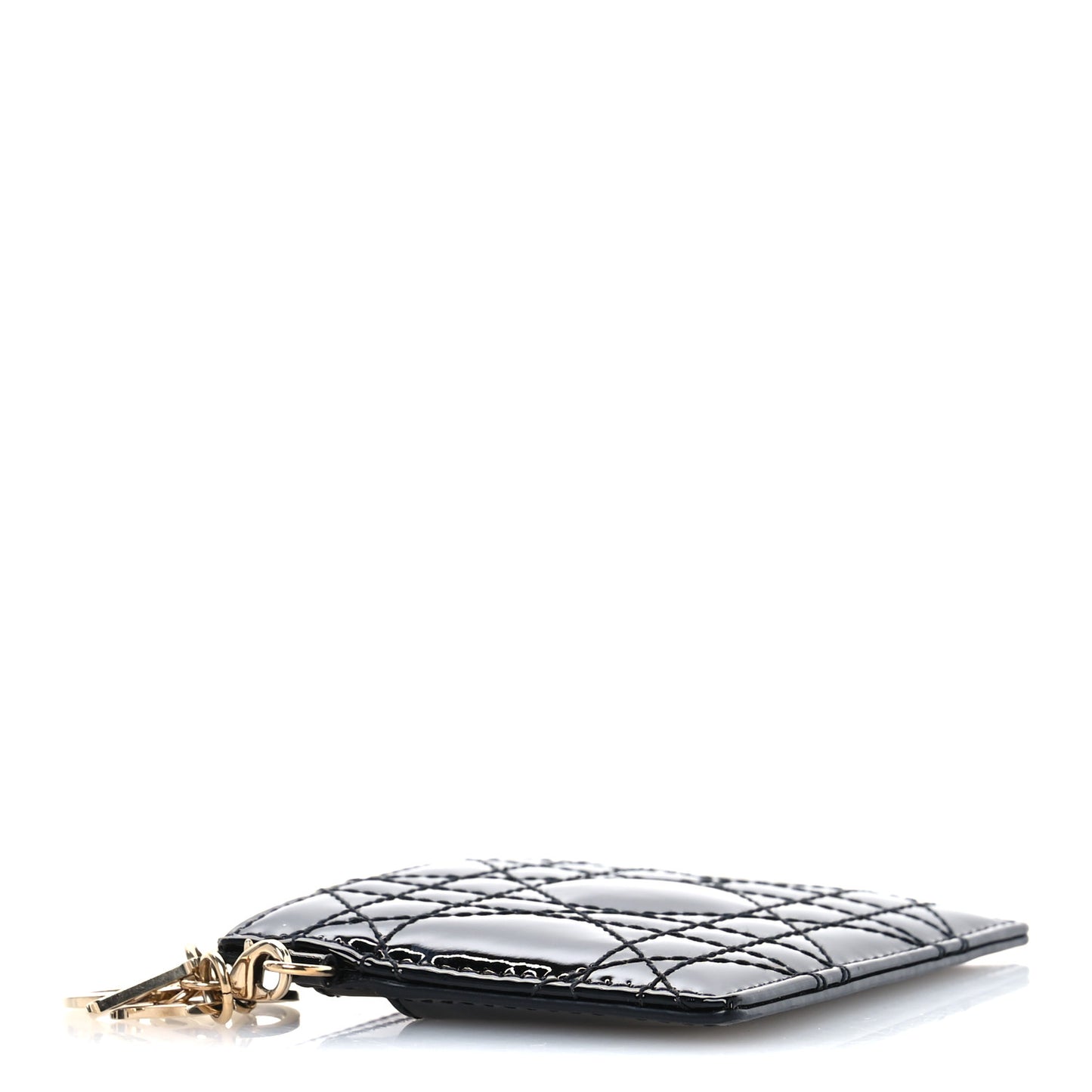 Patent Cannage Lady Dior Card Holder Black