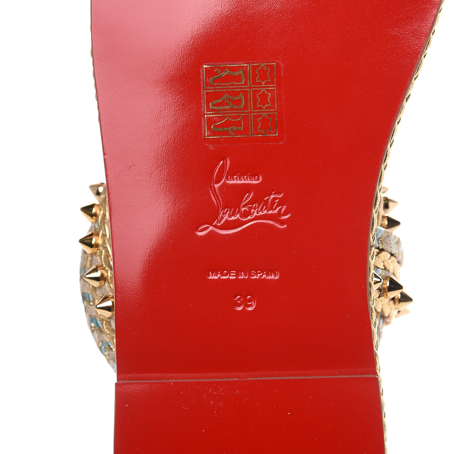 Christian Louboutin Calfskin Braided Normandie Flat Slide Sandals 39 Gold 7 of 7