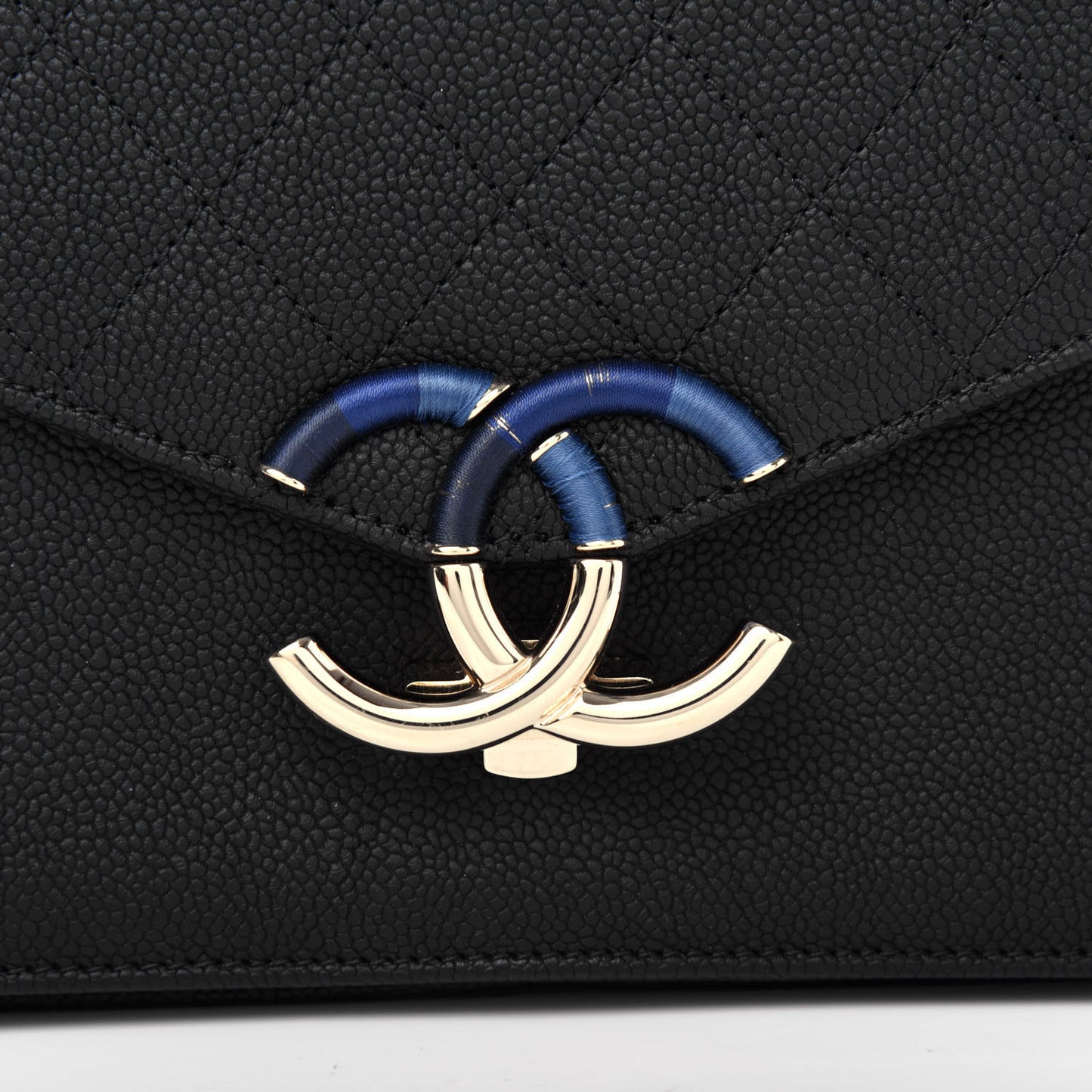 Grained Calfskin Quilted Medium Cuba Top Handle Flap Black