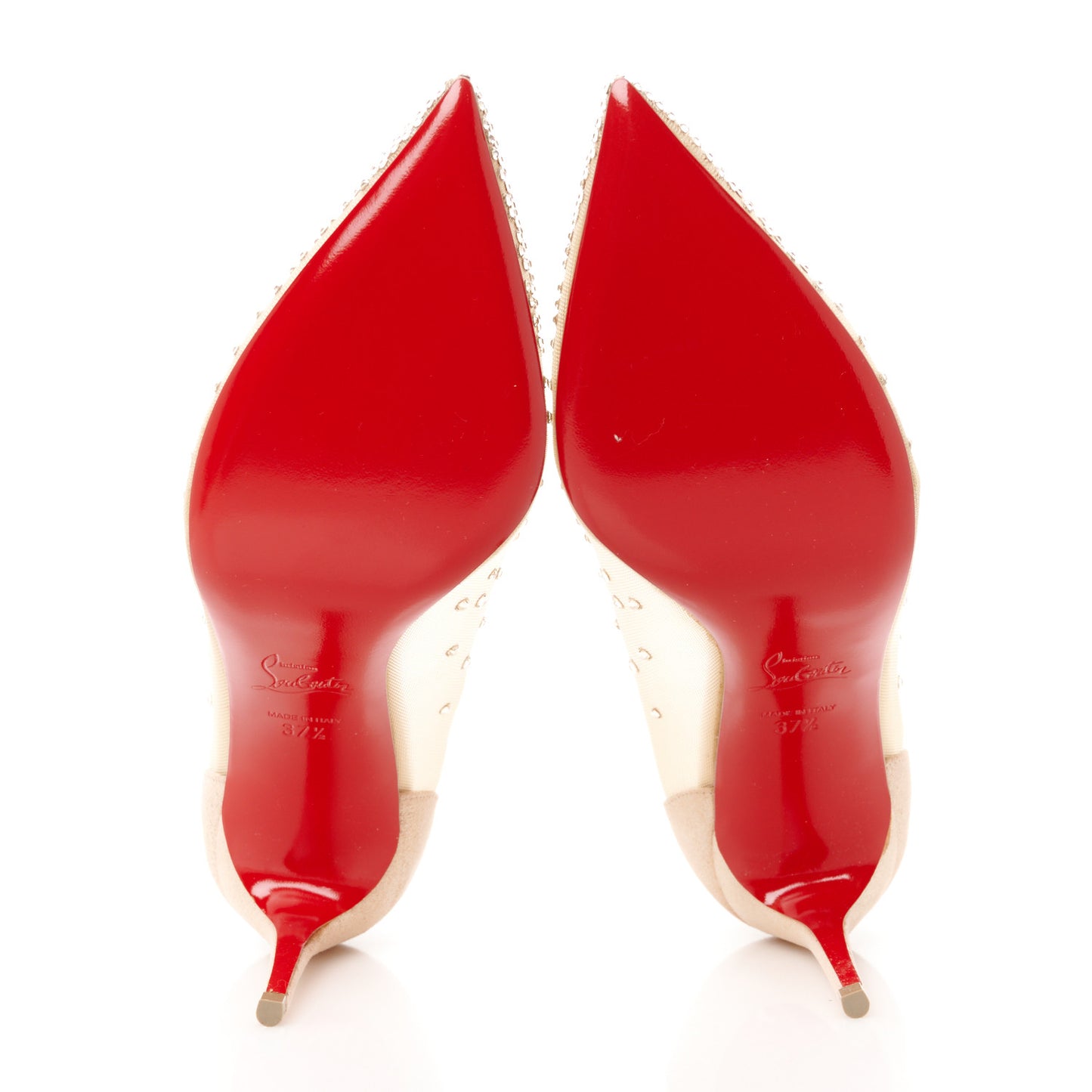 Suede Lame Crystal Strass Follies 85 Pumps 37.5 Light Silk