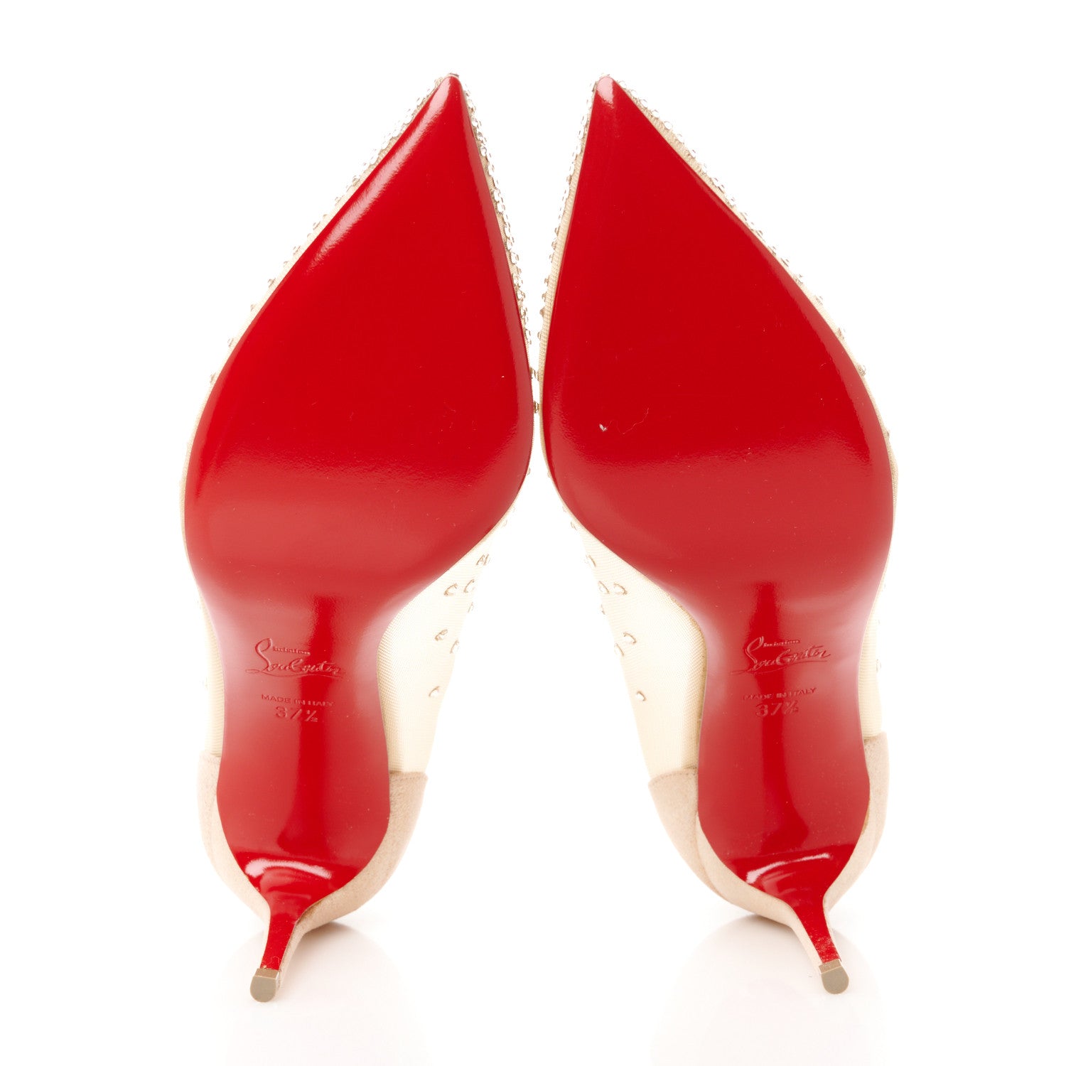 Christian Louboutin Suede Lame Crystal Strass Follies 85 Pumps 37.5 Light Silk 5 of 8