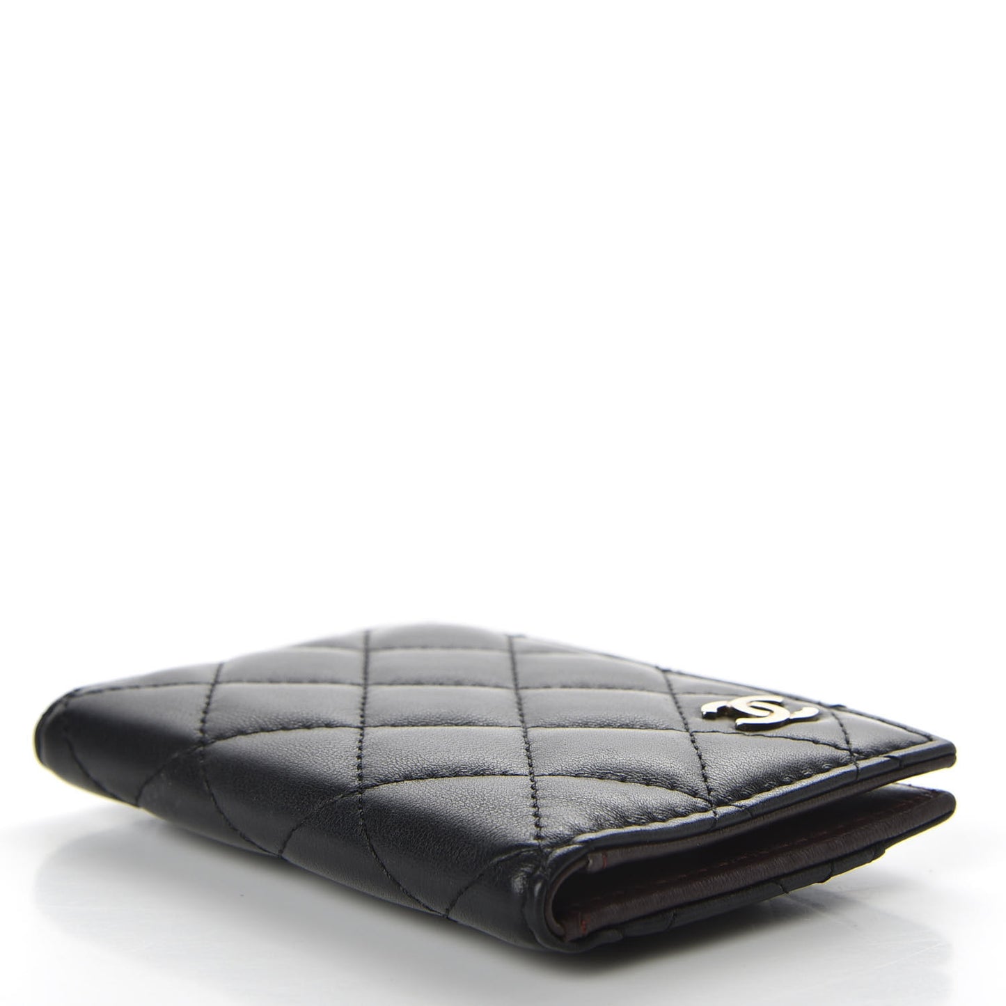 Lambskin Quilted Card Holder Wallet Black