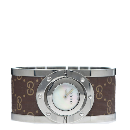Gucci Stainless Steel Canvas Mother of Pearl 33mm Twirl Monogram Quartz Watch 2 of 4