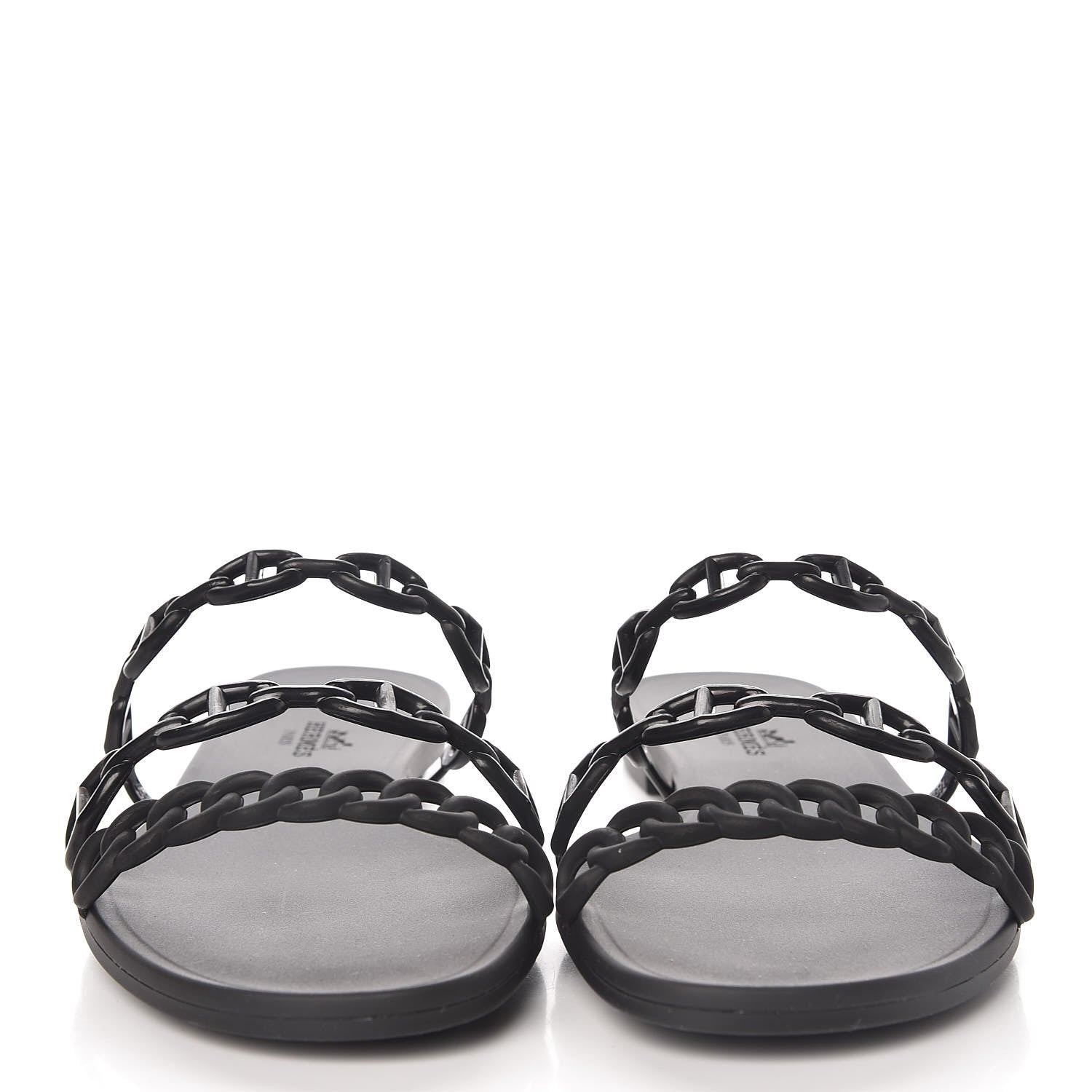 Hermes Rubber Chaine d'Ancre Rivage Sandals 39 Black 2 of 8