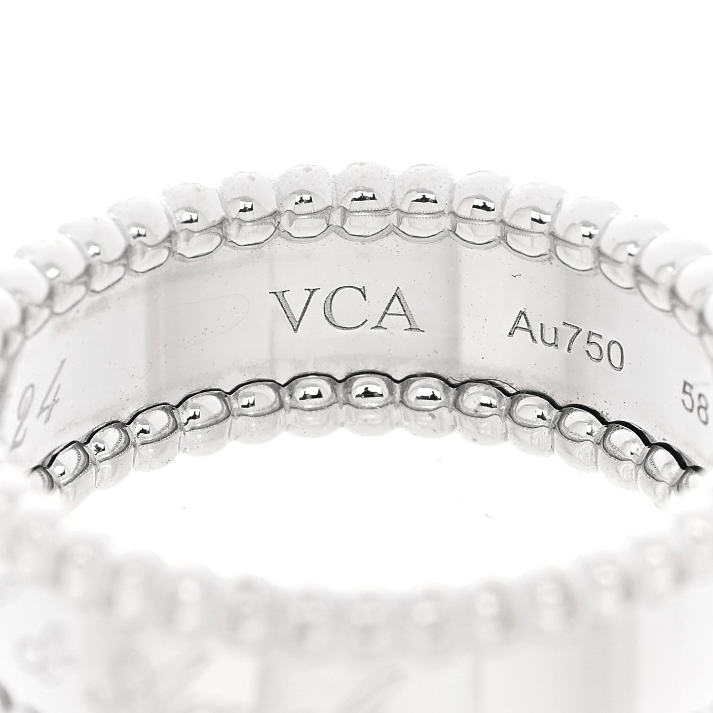 18K White Gold Perlee Signature Ring 58 8.25