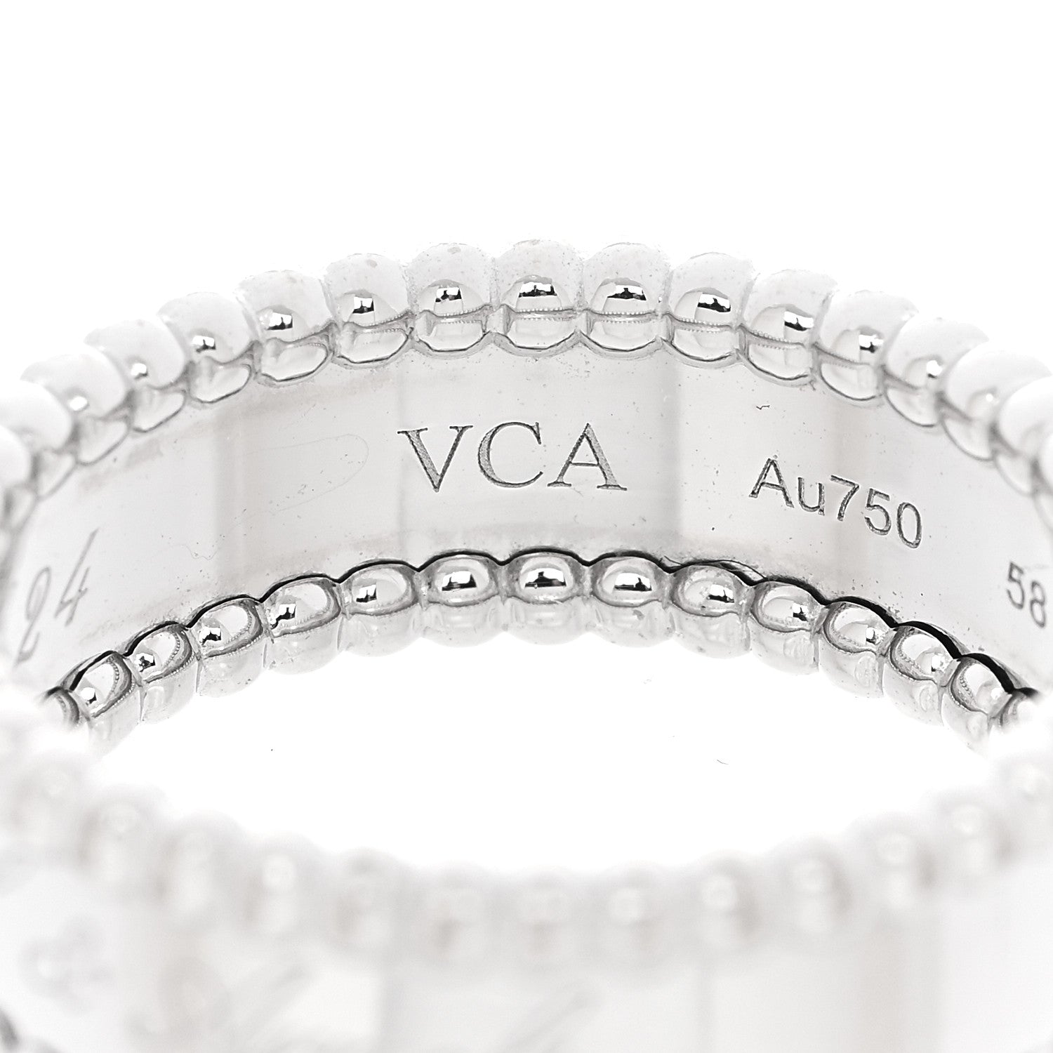 Van Cleef & Arpels 18K White Gold Perlee Signature Ring 58 8.25 6 of 9