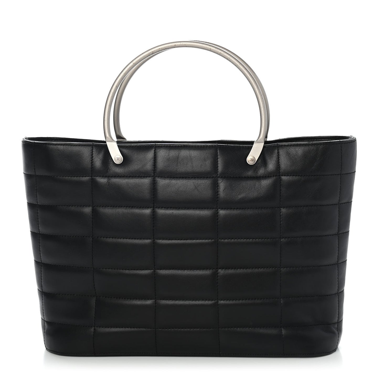 Lambskin Quilted Chocolate Bar Mini Tote Black