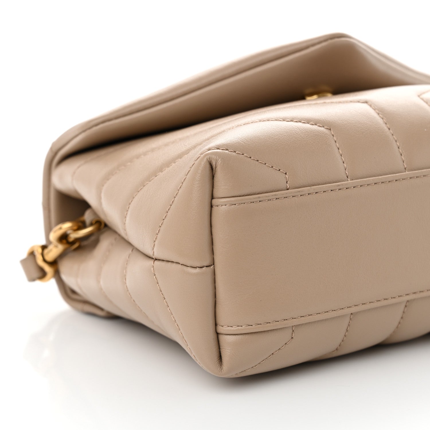 Saint Laurent Calfskin Y Quilted Monogram Toy Loulou Crossbody Bag Dark Beige 9 of 10