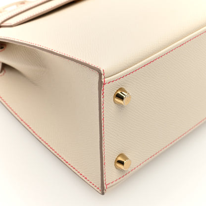 Hermes Epsom Horseshoe Kelly Sellier 25 Craie Rose Extreme 9 of 10