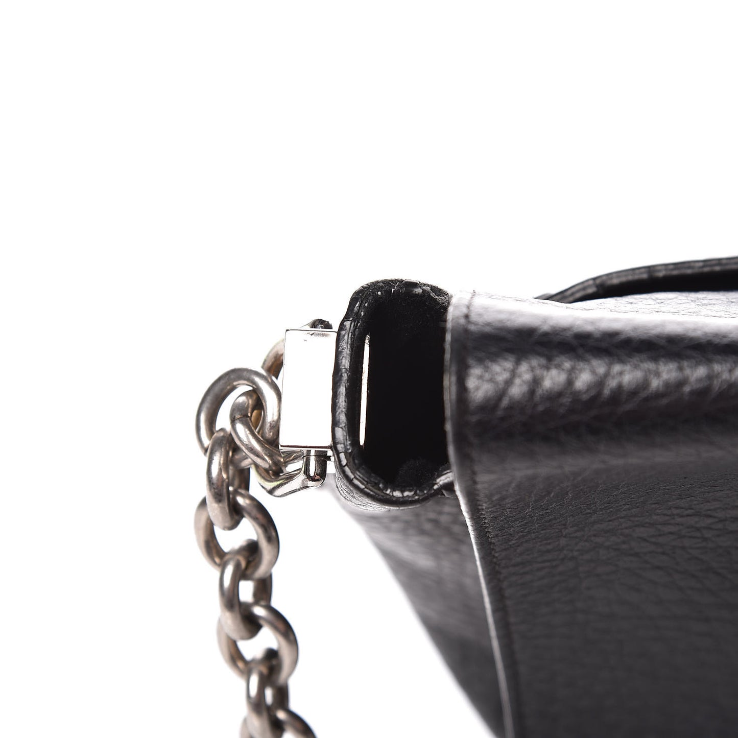 Pebbled Calfskin Small Courier Black