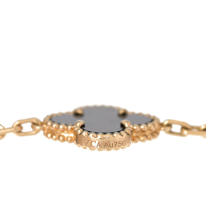 Van Cleef & Arpels 18K Yellow Gold Black Onyx 5 Motifs Vintage Alhambra Bracelet 3 of 5