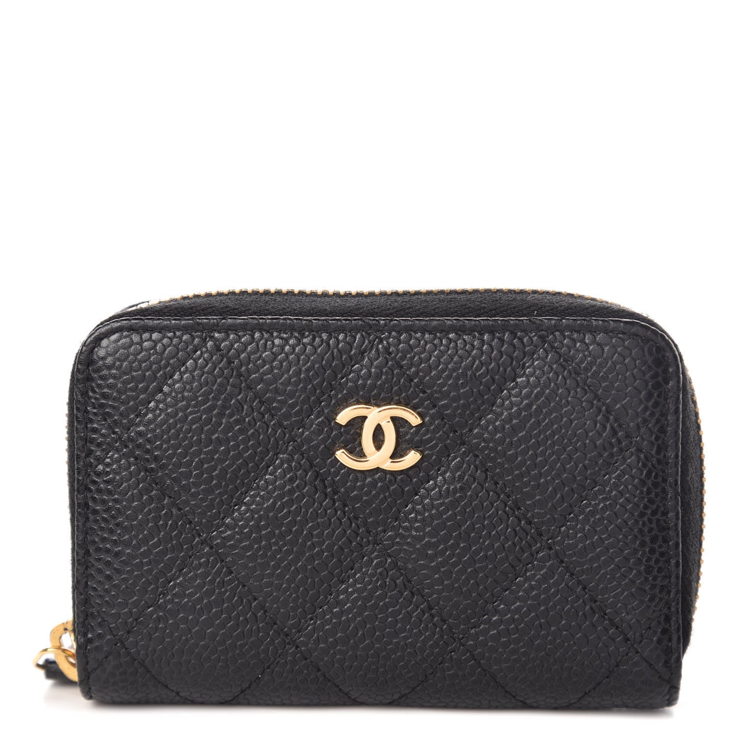 Caviar Quilted Zip Coin Purse Black