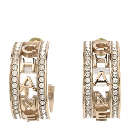 Chanel Metal Crystal Bow-tiful CC Hoop Earrings Gold 1 of 5