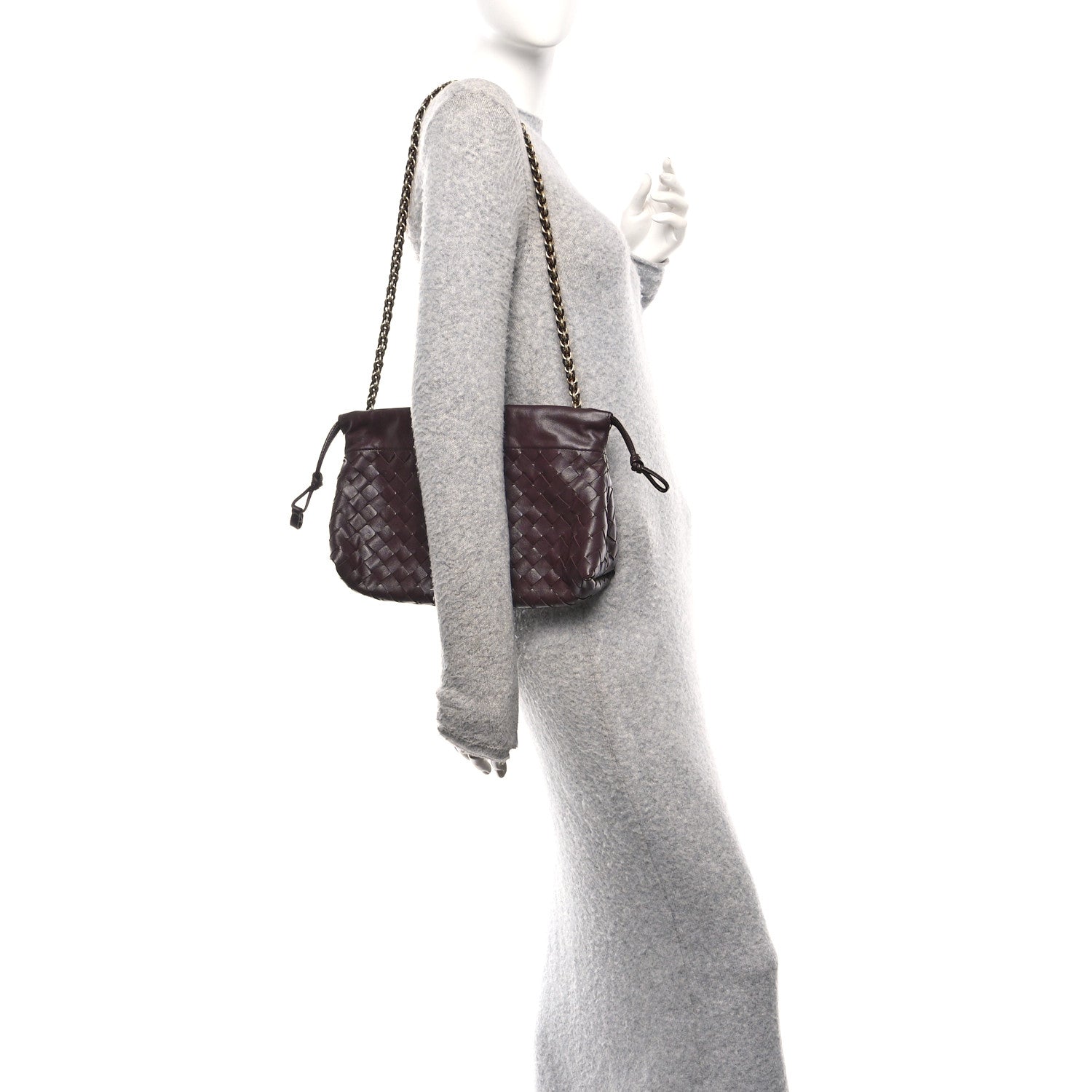 Bottega Veneta Nappa Intrecciato Dustbag Notte Shoulder Bag Dark Barolo Brass 2 of 11