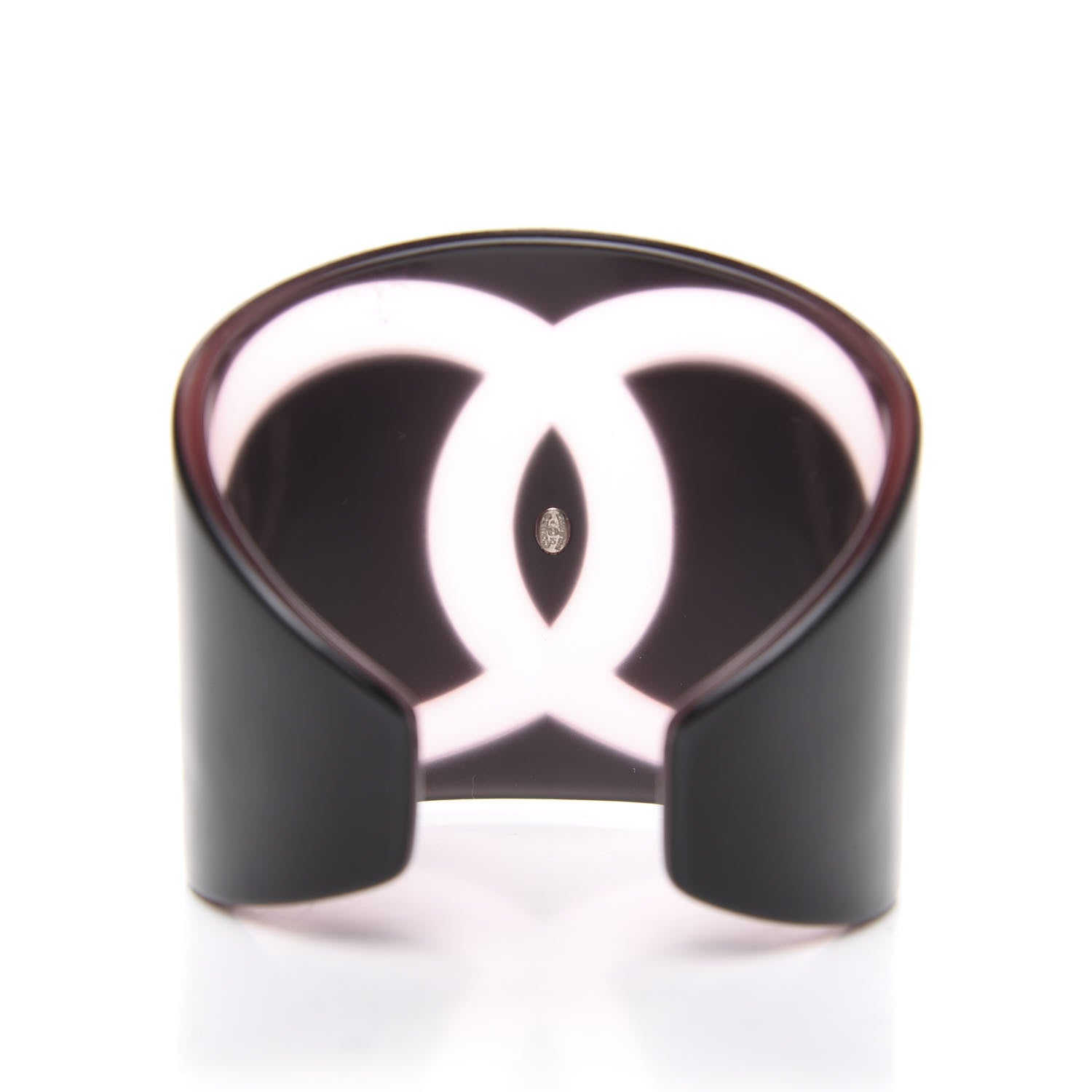 Chanel Resin CC Wide Cuff Black Pink 3 of 4