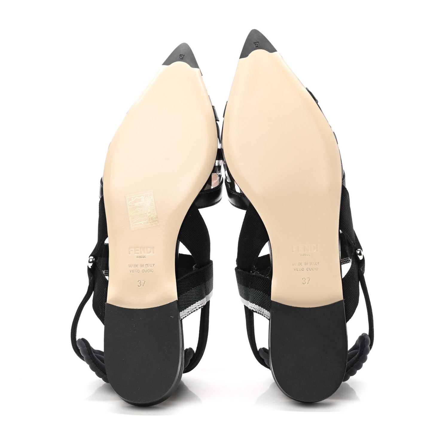 PVC Calfskin FF Colibri Slingback Ballerina Flats 37 Black