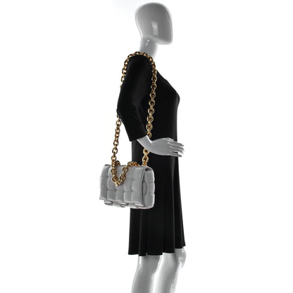Bottega Veneta Lambskin Maxi Intreccio Padded Chain Cassette Crossbody Bag White 3 of 15