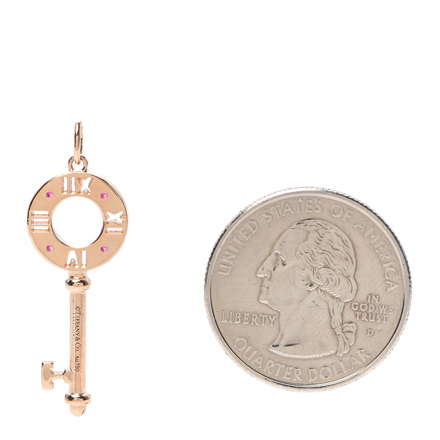 18K Rose Gold Ruby Atlas Pierced Key Pendant